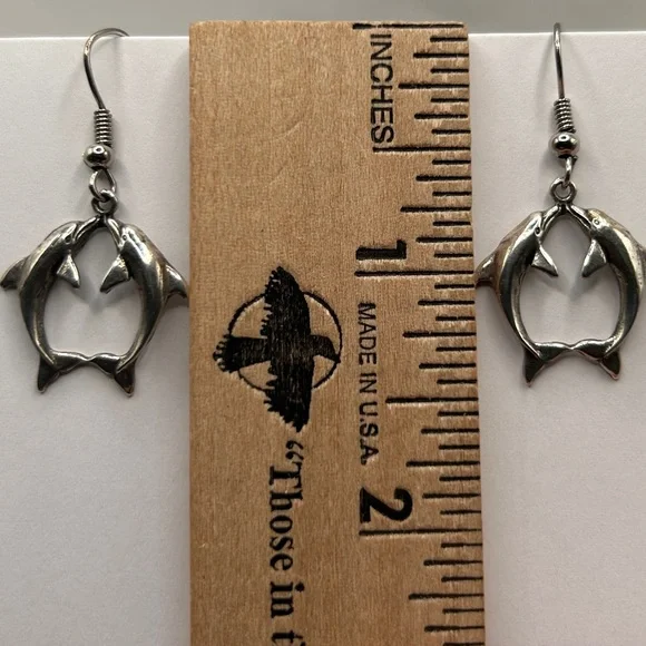 Silver Dolphin Earrings - Picture 7 of 8